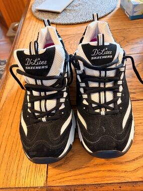 Skechers Black and White Athletic Lace-Up Sneakers